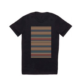 Knitted Textured Stripes Blue Brown T Shirt