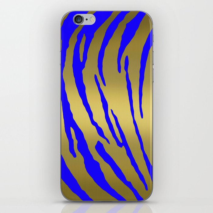 Gold Tiger Stripes Blue iPhone Skin