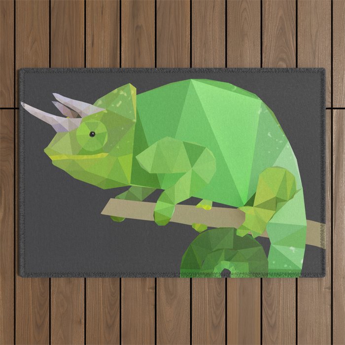 Low Poly Chameleon Outdoor Rug