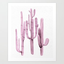 Cactus Trio Purple Watercolor by Nature Magick Art Print