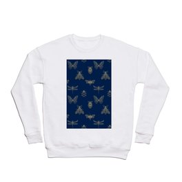 Golden Insects pattern on the blue background Crewneck Sweatshirt