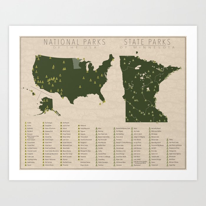 US National Parks - Minnesota Art Print