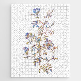 Floral Hedge Rose Mosaic on White Jigsaw Puzzle