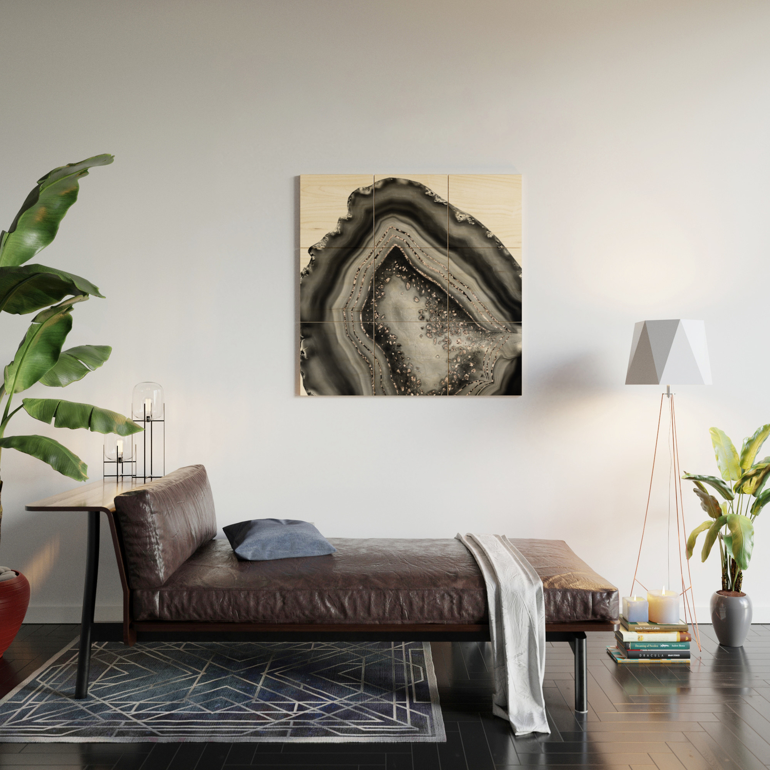 Agate Rose Gold Glitter Glam 5 Gem Decor Art Society6 Wood