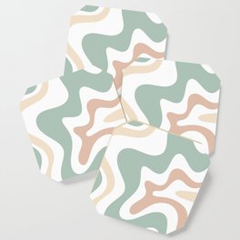 Liquid Swirl Abstract Pattern in Celadon Sage Coaster