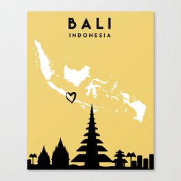 BALI INDONESIA LOVE CITY SILHOUETTE SKYLINE ART Canvas Print