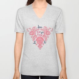 Lace Heart Valentine's Day V Neck T Shirt