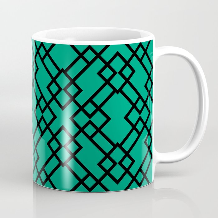 Black and Green Minimal Line Pattern Pairs Dunn and Edwards 2022 Trending Color Rain Forest DE5684 Coffee Mug