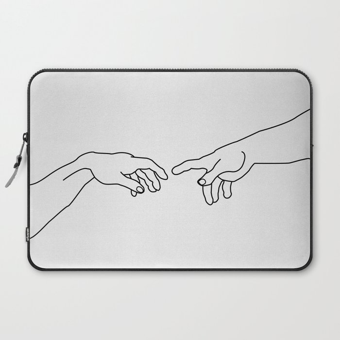 Hands showing the creation of Adam Laptop Sleeve
