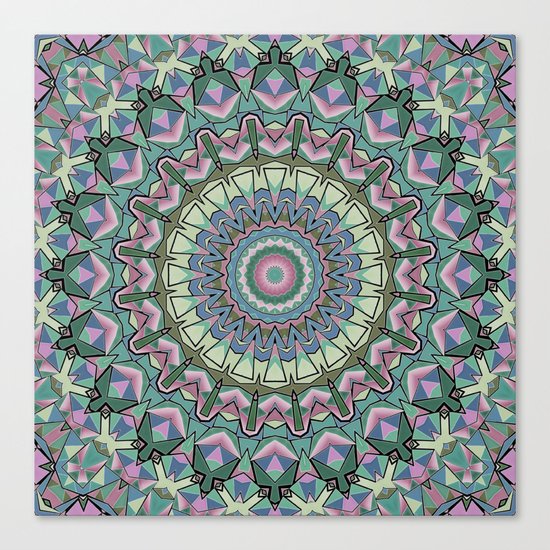 Gray green colorful ornament . Mandala . Kaleidoscope . Canvas Print