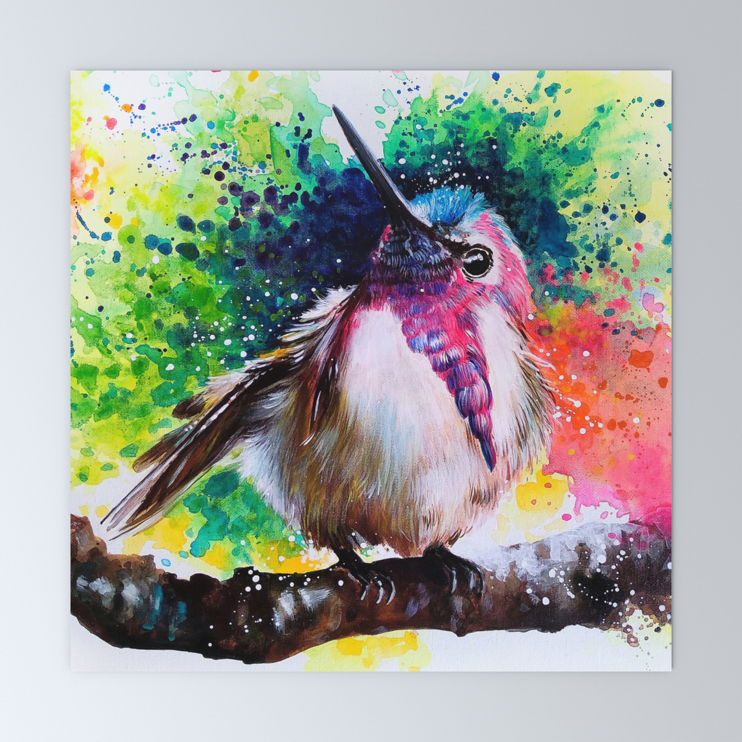 Costa S Hummingbird Acrylic Painting Mini Art Print By