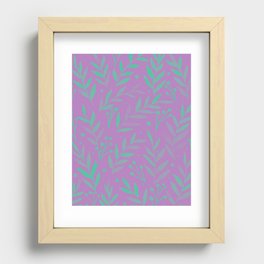 Watercolor branches - green and very peri Recessed Framed Print