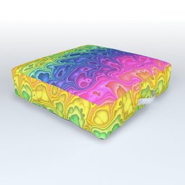 Trippy Funky Squiggly Vibrant Rainbow Outdoor Floor Cushion