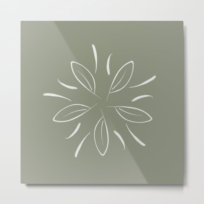 Elements Seasons | Earth Leaves Spring | Abstract Line Illustration Metal Print