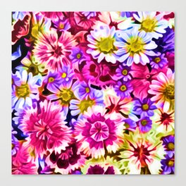 Flowers drawing in chalk style Canvas Print