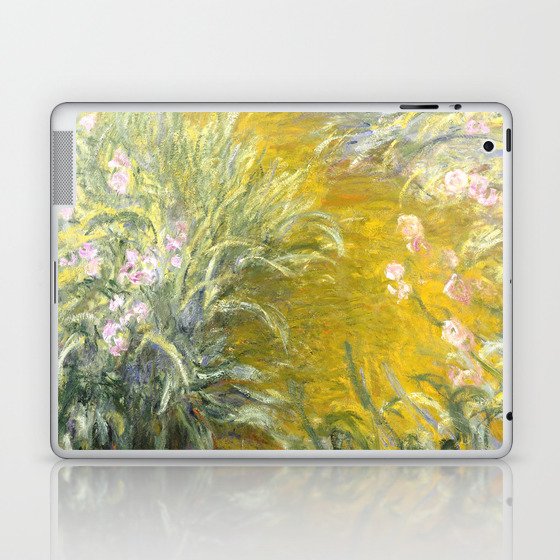 The Path through the Irises floral iris landscape painting by Claude Monet in alternate yellow Laptop & iPad Skin