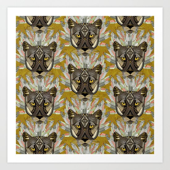 native mountain lion gold Art Print