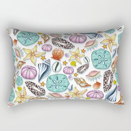 Illustrated Seashell Pattern Rectangular Pillow