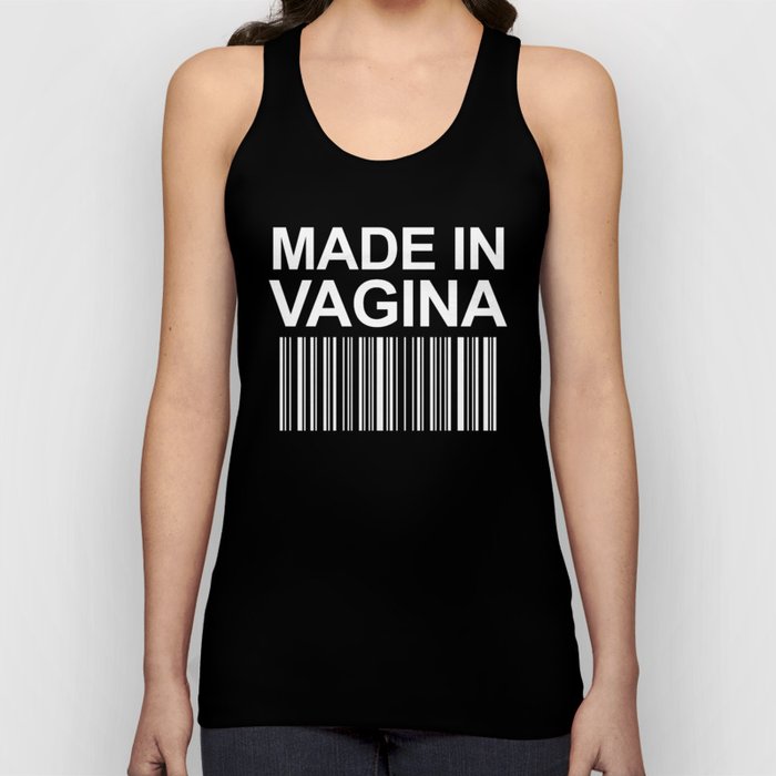 MADE IN VAGINA BABY FUNNY BARCODE (Black & White) Tank Top