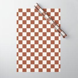 Check Rust Checkered Checkerboard Geometric Earth Tones Terracotta Modern Minimal Chocolate Pattern Wrapping Paper