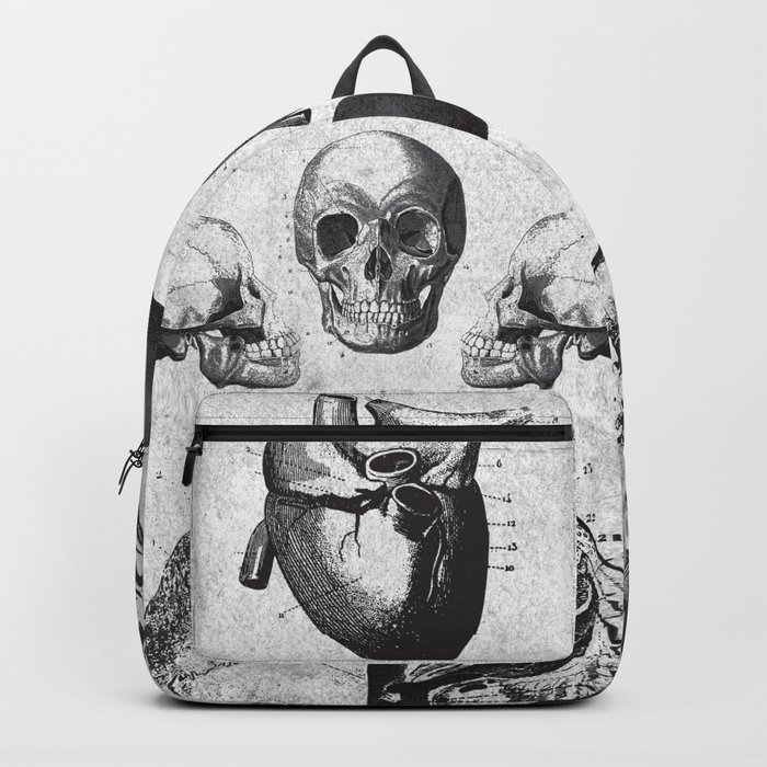 Vintage Medical Engravings of a Human Skull Backpack