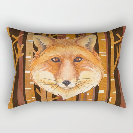 Fox Wild animal in the forest- abstract artwork #Society6 Rectangular Pillow