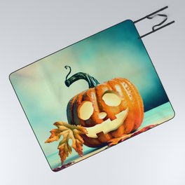 Halloween Pumpkin on a Table Picnic Blanket