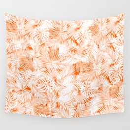 orange tropical leaves pattern Wall Tapestry