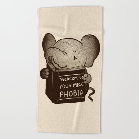 Elephant Overcoming Your Mice Phobia Beach Towel