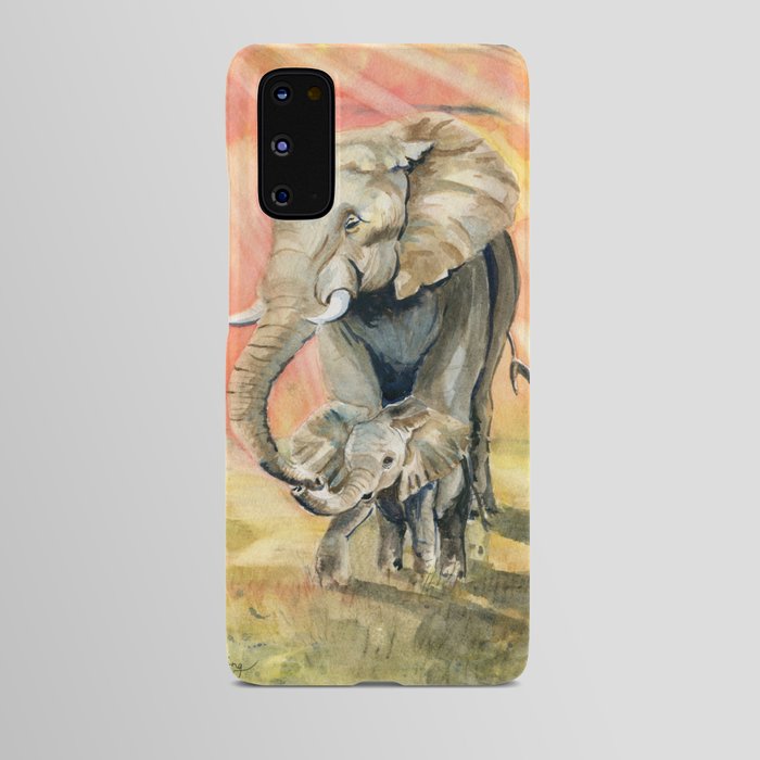 Mom and Baby Elephant Android Case