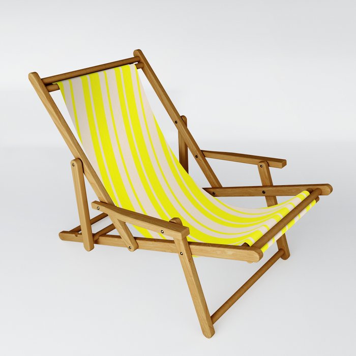 Yellow and Beige Colored Stripes Pattern Sling Chair