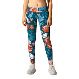Art nouveau teal Leggings