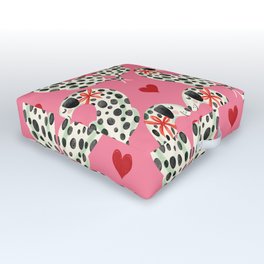 Dalmatians in Love Dogs & Hearts Pattern Outdoor Floor Cushion