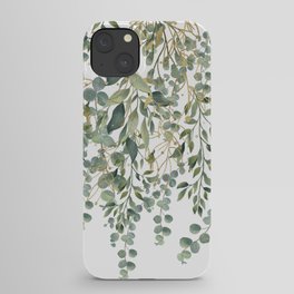 Gold And Green Eucalyptus Leaves iPhone Case