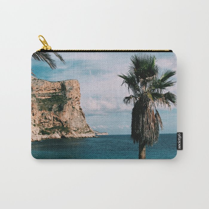 Spain Photography - Beautiful Beach Surrounded By Palm Trees And Hills  Carry-All Pouch