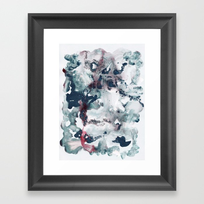 Dark Blue Red Ocean Ink Abstract #1 #minimal #ink #art #society6 Framed Art Print