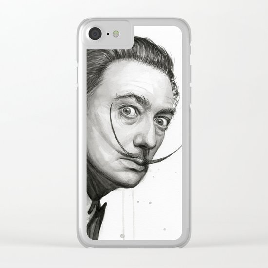 Salvador Dali Watercolor Portrait Clear iPhone Case