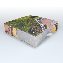Temple pool of River Ganges; personification of Indian Goddess Gangotri Ganges landscape painting Outdoor Floor Cushion