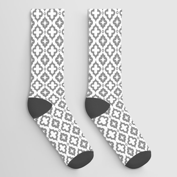 Grey Ornamental Arabic Pattern Socks