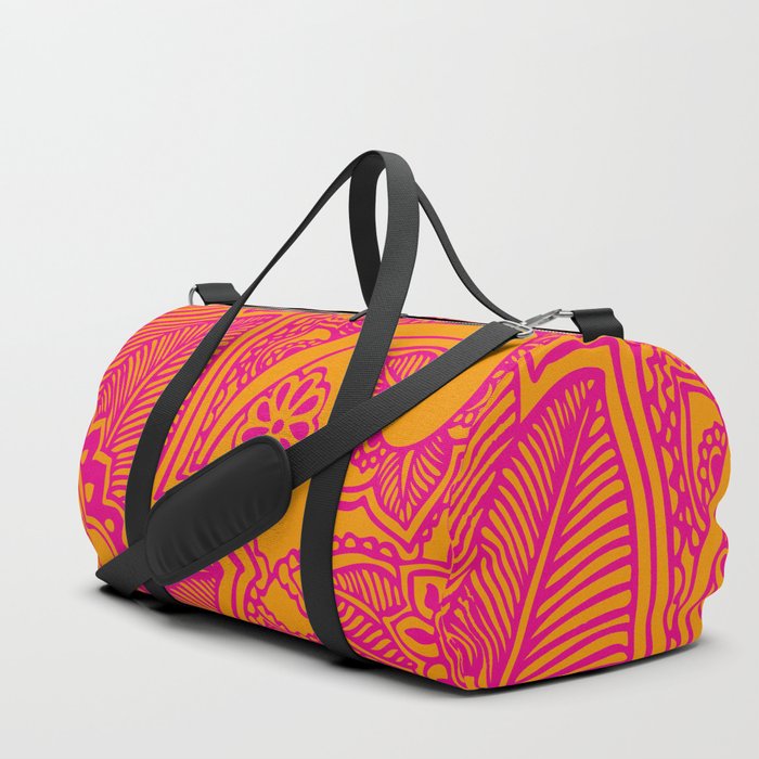 Floral Pattern | Tropical Flower Design | Pink | Orange | Duffle Bag