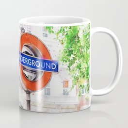 Photo Of Red And Black Underground Street Signage With Two Birds On Top Coffee Mug