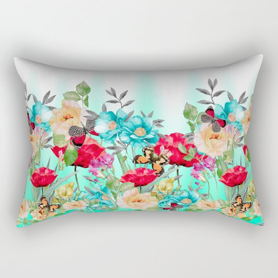 Butterflies and Flowers Rectangular Pillow
