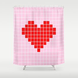 Heart and love 42 - version pixel art Shower Curtain