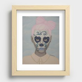 Sugar Skull Girl Pink Hair Recessed Framed Print