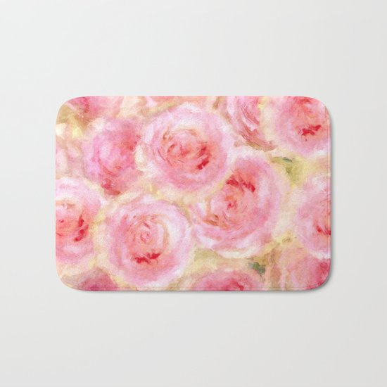 Bed of roses- Watercolor rose Illustration Bath Mat