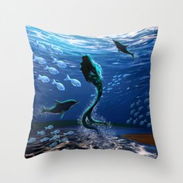 Mermaid Magical Ocean Spirit Throw Pillow