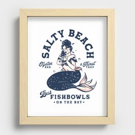 Salty Beach Oyster Bar & Thirst Trap Mermaid Pinup Recessed Framed Print