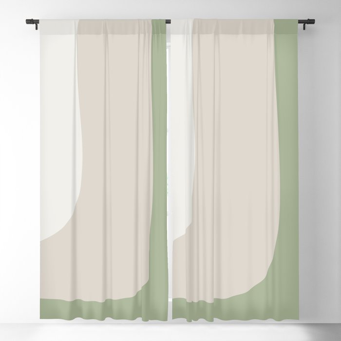 Triple Wave Modern Minimalist Abstract Pattern in Sage Green, Beige, and Cream Blackout Curtain