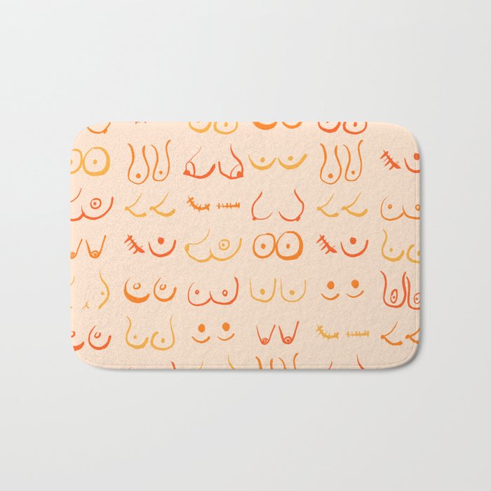 Orange Colors Tits Drawing Bath Mat