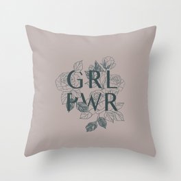 GRL PWR - black and taupe Throw Pillow